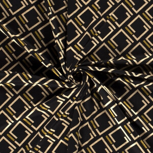 Jersey fabric discharge printed abstract gold