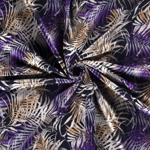 Jersey fabric discharge printed plants purple