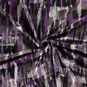 Jersey fabric discharge printed abstract purple