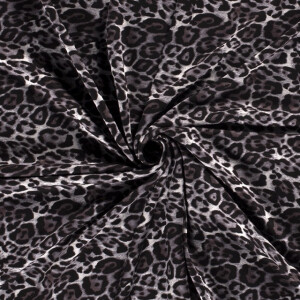 Jersey fabric discharge printed animals black