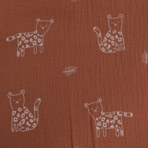 cotton muslin leopards red brown