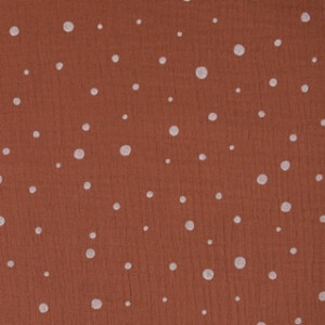 cotton muslin dots red brown