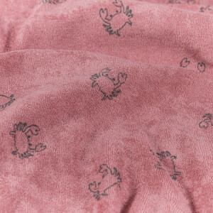 stretch terry towelling printed crabs old pink