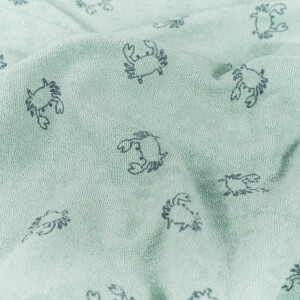 stretch terry towelling printed crabs mint