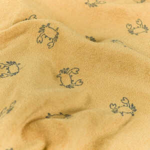 stretch terry towelling printed crabs camel