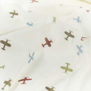 stretch terry towelling printed airplanes offwhite