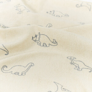 stretch terry towelling printed dinos beige