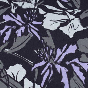 Cotton Jersey Abstract flowers Dark purple