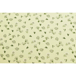 100x150 cm cotton jersey little flower sand hearts Mint