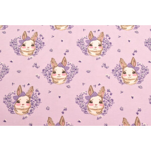 100x150 cm Cotton jersey Rabbit lilac
