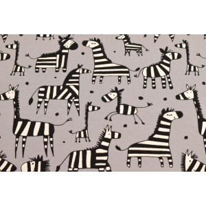 100x150 cm cotton jersey zebras  Grey