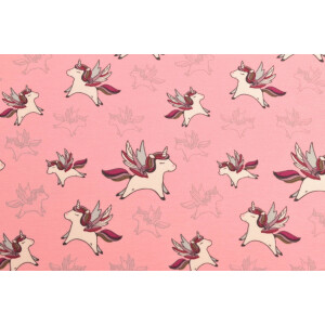 100x150 cm cotton jersey unicorns rosa