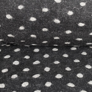 Boiled Wool Dark Grey with Light Grey Dots