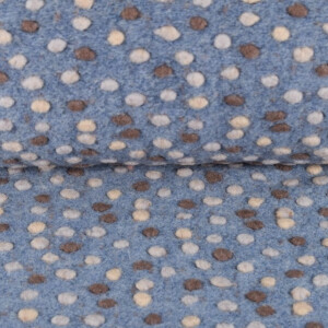 Boiled Wool Steel Blue with Grey Dots