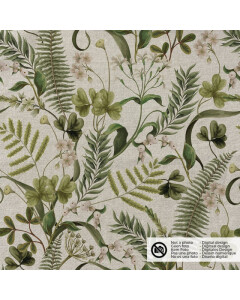 decoration fabric linen look digital print plants beige