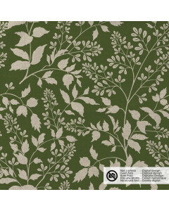 decoration fabric linen look digital print leaves green