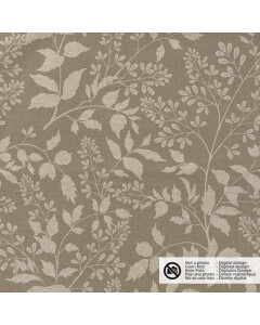 decoration fabric linen look digital print leaves beige