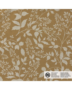decoration fabric linen look digital print leaves camel