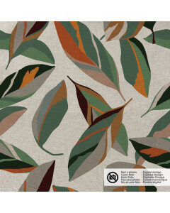 decoration fabric linen look digital print leaves beige/green