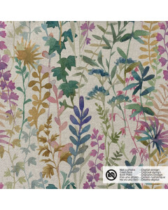 decoration fabric linen look digital print flowers beige/multicolor