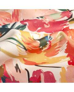 decoration fabric panama digital print flowers fuchsia/orange