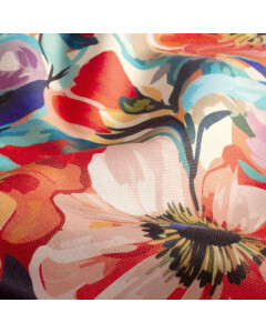 decoration fabric panama digital print flowers fuchsia/aqua
