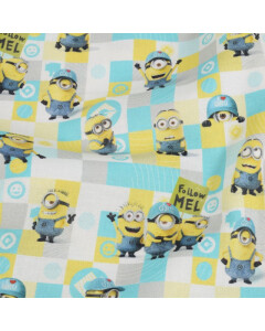 cotton poplin Minions checkered white