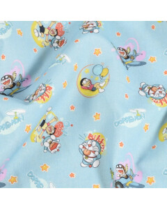 cotton poplin Doraemon & Friends light blue