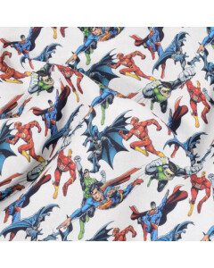 cotton poplin Justice League white