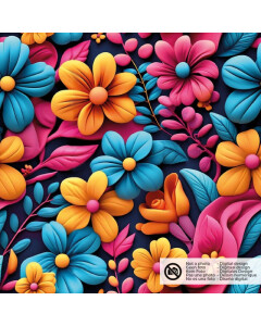 Softshell digital print flowers navy