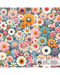 Softshell digital print flowers light pink