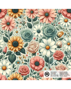 Softshell digital print flowers mint