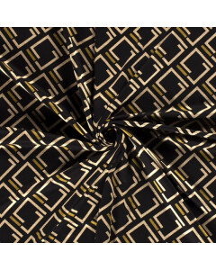 Poly viscose jersey fabric discharge printed abstract gold