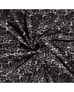 Poly viscose jersey fabric discharge printed animals black
