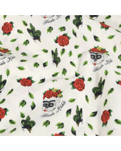 cotton poplin Frida Khalo roses white