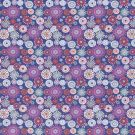 Cotton poplin abstract flowers cobalt
