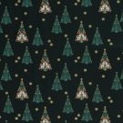 Cotton christmas trees green/gold
