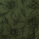 Cotton muslin flowers forest green