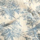 Cotton muslin flowers and birds cobalt