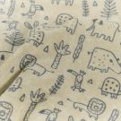 Stretch terry towelling printed animals beige
