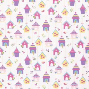 Cotton poplin bird houses white