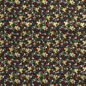 Cotton christmas angels green/gold