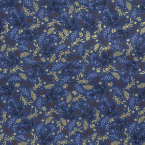 Cotton christmas twigs steel blue/gold