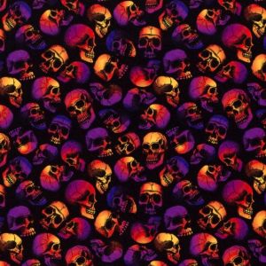 Polyester jersey skulls foil black/multicolor