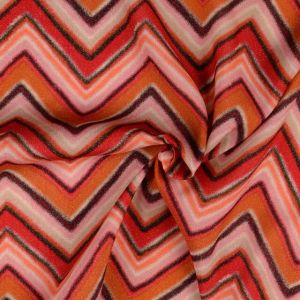 Viscose woven glitter digital print zigzag orange/pink