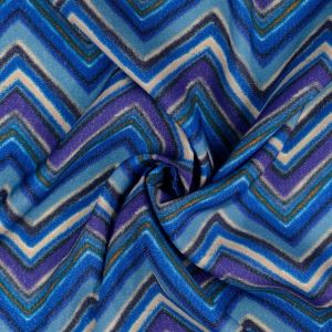 Viscose woven glitter digital print zigzag blue/purple
