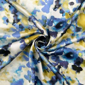 Viscose satin digital print fur blue