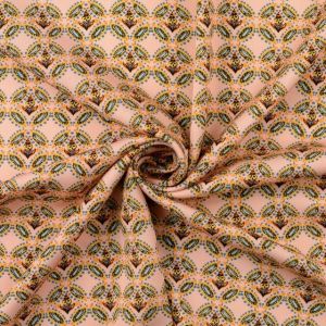 Viscose satin digital print geometric light salmon