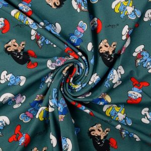 Cotton jersey digital print smurfs petrol
