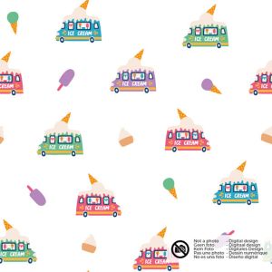 Cotton poplin ice cream truck white